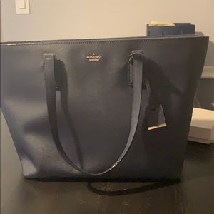 Navy blue late spade tote